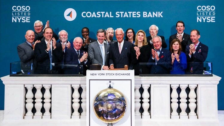 Coastal States Bank Celebrates Initial Public Offering and NYSE Listing of its Holding Company with Opening Bell Ceremony