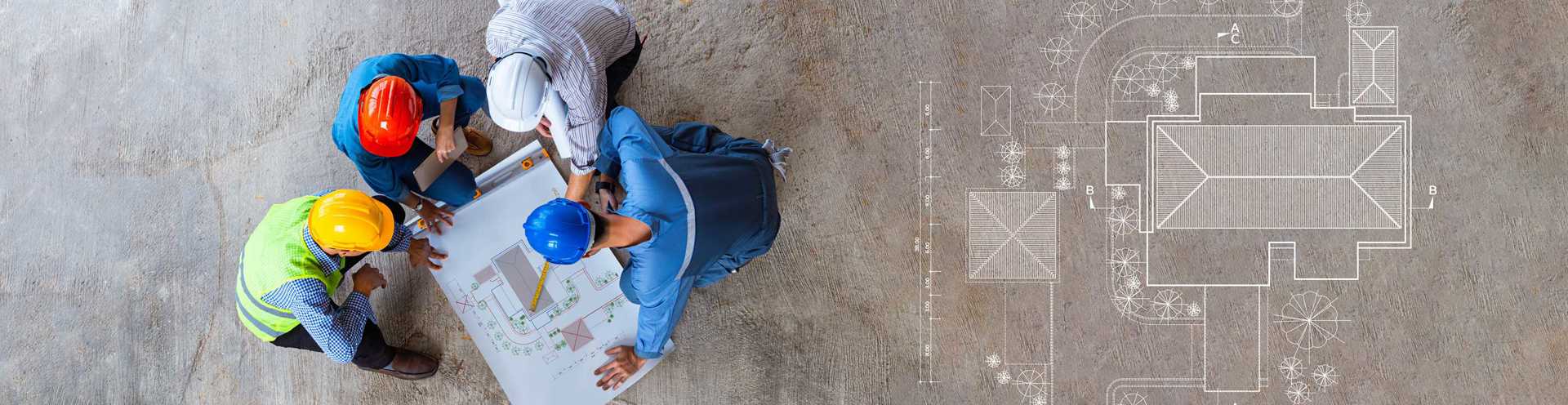 Home Builder Financing - Team of Construction Workers Reviewing Blueprints and Site Plans